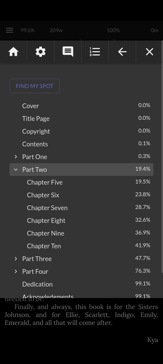 Table of contents in weReader